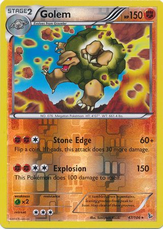Golem 47 106 Rare Reverse Holo XY Flashfire Reverse Holo Singles Golem 47 106 Rare Reverse Holo XY Flashfire Reverse Holo Singles