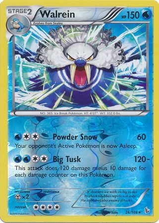Walrein 26 106 Rare Reverse Holo XY Flashfire Reverse Holo Singles Walrein 26 106 Rare Reverse Holo XY Flashfire Reverse Holo Singles
