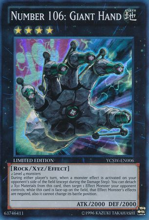 Number 106 Giant Hand YCSW EN006 Super Rare Yu Gi Oh Promo Cards Number 106 Giant Hand YCSW EN006 Super Rare Yu Gi Oh Promo Cards