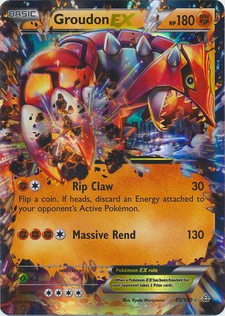 Ultra Rare Pokemon Card Primal Clash Groudon EX 85/160 LP Light Play
