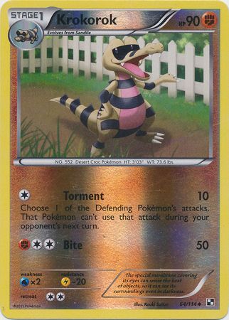 Krokorok 64 114 Uncommon Reverse Holo Black White 1 Base Set Reverse Holo Singles Krokorok 64 114 Uncommon Reverse Holo Black White 1 Base Set Reverse Holo Singles