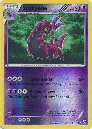 Scolipede 54 114 Rare Reverse Holo Black White 1 Base Set Reverse Holo Singles Scolipede 54 114 Rare Reverse Holo Black White 1 Base Set Reverse Holo Singles