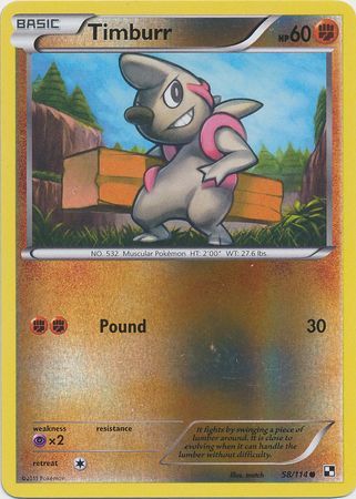 Timburr 58 114 Common Reverse Holo Black White 1 Base Set Reverse Holo Singles Timburr 58 114 Common Reverse Holo Black White 1 Base Set Reverse Holo Singles