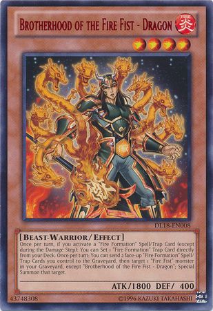 Brotherhood of the Fire Fist Dragon DL18 EN008 Rare Yu Gi Oh Promo Cards Brotherhood of the Fire Fist Dragon DL18 EN008 Rare Yu Gi Oh Promo Cards