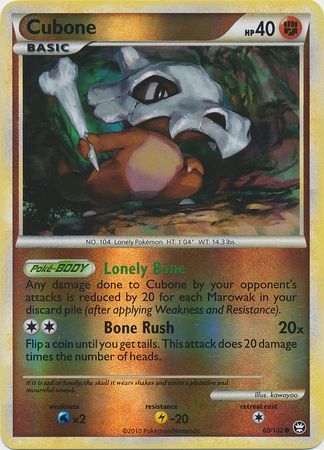 Cubone 60 102 Common Reverse Holo Cubone 60 102 Common Reverse Holo