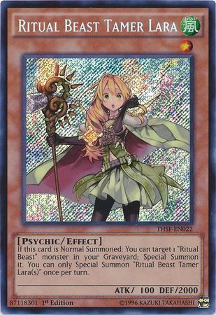 Ritual Beast Tamer Lara THSF EN022 Secret Rare 1st Edition Ritual Beast Tamer Lara THSF EN022 Secret Rare 1st Edition