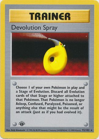 Rare Base Set Unlimited Trainer Devolution Spray 72/102 Pokemon 