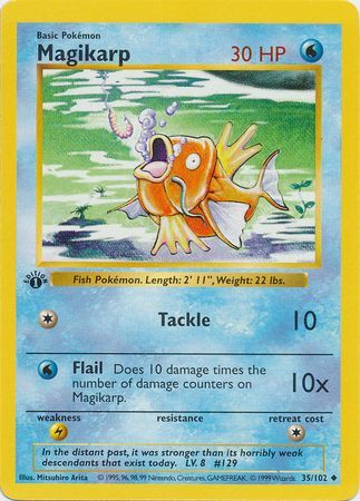 Magikarp 35/102 Uncommon 1999 Base Set Unlimited WOTC Pokémon Cards NEAR MINT*