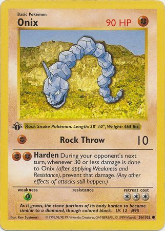 Onix Base Set 1st Edition Pokemon Trollandtoad