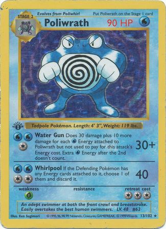 HOLO Details about   POLIWRATH 13/102 POKEMON BASE SET LP 1st EDITION SHADOWLESS 