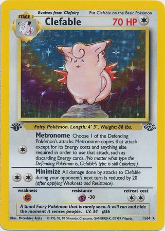 First Edition Clefable Holo Pokemon Card Jungle Set Collection 1/64 1st Ed Foil 