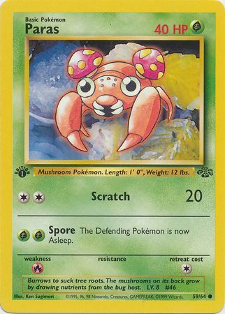 Pokemon Card Parasect No 41/64 NM! Jungle 1st Edition 