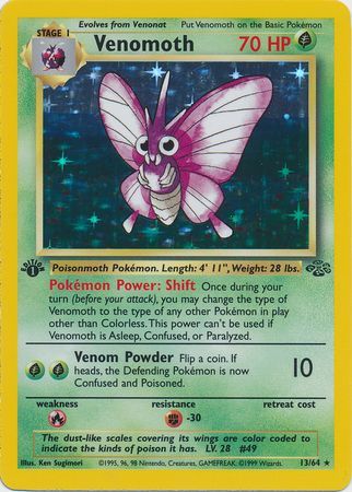 VENOMOTH pokemon JUNGLE VENOM SHIFT POWER 70 HP MINT RARE #29/64 CARD 