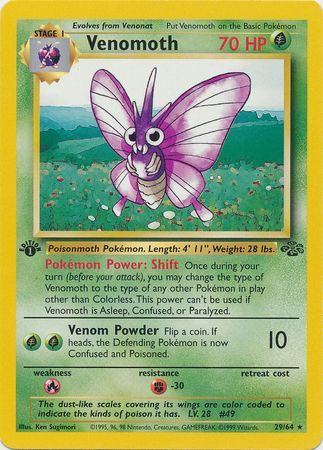 Pokemon 1st Edition Neo Destiny Light Venomoth uncommon card in mint condition