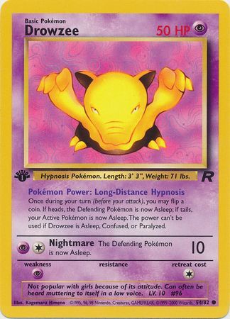 Drowzee Common Pokemon Card 1st Edition Team Rocket 54/82