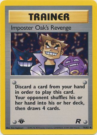 76/82 1st Edition NM-Mint Pokemon G1 1x Imposter Oak's Revenge Uncommon 