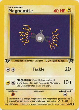 Magnemite 60 82 Common 1st Edition Team Rocket 1st Edition Singles Magnemite 60 82 Common 1st Edition Team Rocket 1st Edition Singles