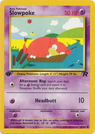 Slowpoke 67/82 Team Rocket Pokemon Card ~ Played 