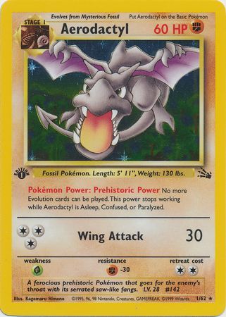 Aerodactyl 1999 Pokemon TCG Fossil 1st Edition Prerelease #1