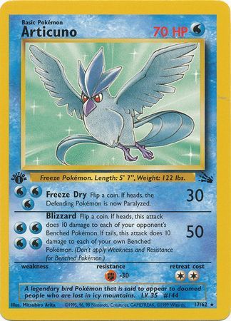 Articuno 17/62 1st Edition Fossil Set Non-Holo WOTC Pokemon Card