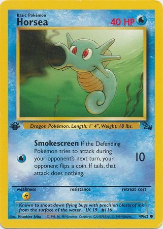 Pokemon Card 1st Edition Fossil Horsea 49/62 FREE SHIPPING! 