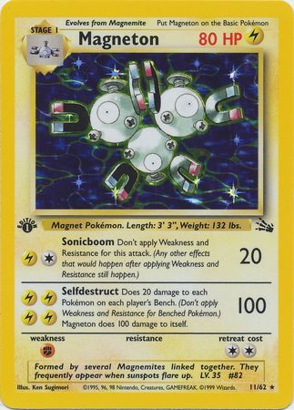 Magneton 11 62 Holo 1st Edition Fossil 1st Edition Singles Magneton 11 62 Holo 1st Edition Fossil 1st Edition Singles