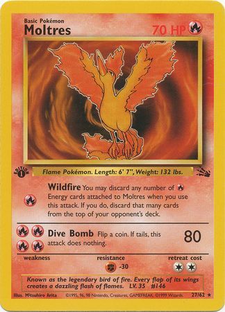 Moltres 12/62 - Fossil - Base Set - Pokemon Trading Card Game - PokeMasters