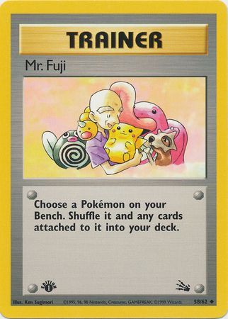 Trainer Mr Pokemon Fossil Set Unlimited Edition Card Fuji 58/62 UnCommon Mint 