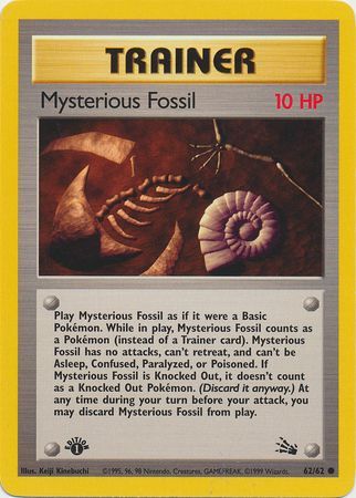NM 1st edition COMPLETE Pokemon FOSSIL 16-Card Common Set/62 Trainer Original