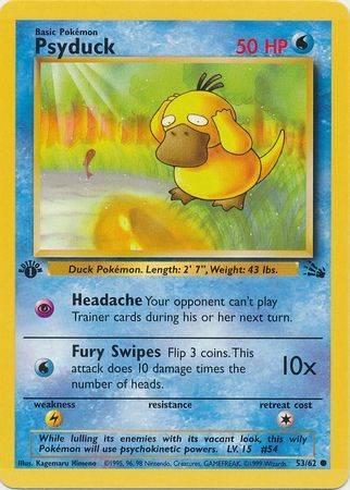 Details about   Pokemon Fossil Psyduck LP 53/62 TCG Trading Card Game 1999 Unlimited 