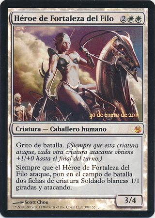 Heroe de Fortaleza del Filo Hero of Bladehold Spanish MBS Prerelease Foil Promo Spanish Promos Heroe de Fortaleza del Filo Hero of Bladehold Spanish MBS Prerelease Foil Promo Spanish Promos