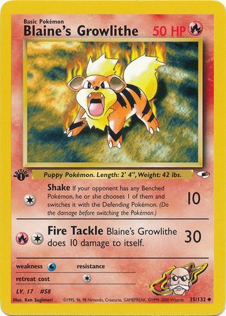 BLAINE'S GROWLITHE 62/132 Gym Heroes Common *Free Ship* Buy1 Get3 @50% OFF! 