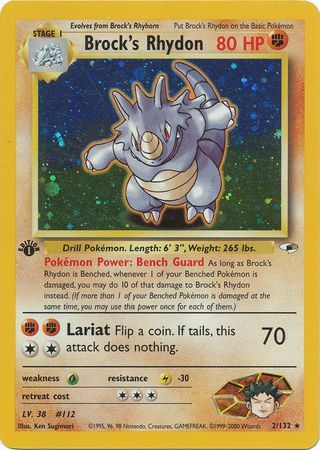 Brock s Rhydon 2 132 Holo 1st Edition Gym Heroes 1st Edition Singles Brock s Rhydon 2 132 Holo 1st Edition Gym Heroes 1st Edition Singles