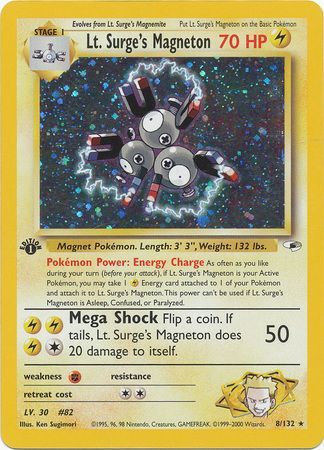 Lt Surge s Magneton 8 132 Holo 1st Edition Gym Heroes 1st Edition Singles Lt Surge s Magneton 8 132 Holo 1st Edition Gym Heroes 1st Edition Singles