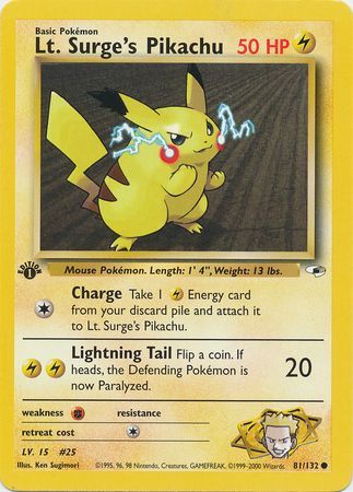 Lt. Surge's Pikachu - 81/132 - Common 1st Edition