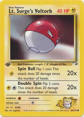 Lt Surge s Voltorb 84 132 Common 1st Edition Gym Heroes 1st Edition Singles Lt Surge s Voltorb 84 132 Common 1st Edition Gym Heroes 1st Edition Singles
