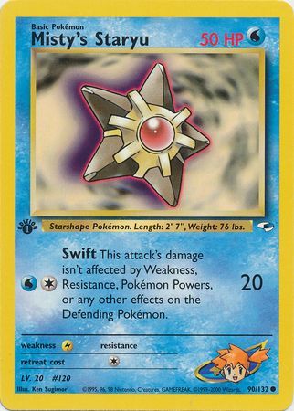 Misty's Starmie 56/132 1st Edition NM Gym Heroes Non-Holo Pokemon Card 