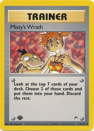 123/132 NEAR MINT Pokemon 1st Edition Gym Heroes Misty's Duel Trainer 