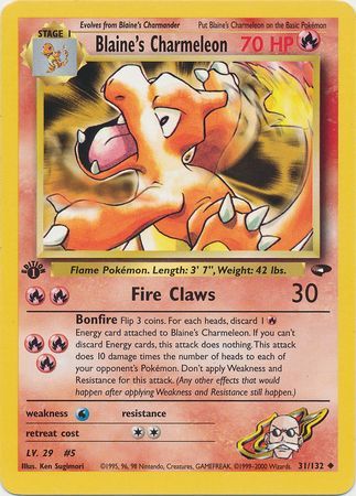 Blaine s Charmeleon 31 132 Uncommon 1st Edition Gym Challenge 1st Edition Singles Blaine s Charmeleon 31 132 Uncommon 1st Edition Gym Challenge 1st Edition Singles