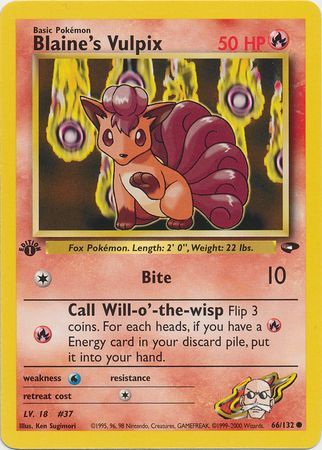 Blaine s Vulpix 66 132 Common 1st Edition Gym Challenge 1st Edition Singles Blaine s Vulpix 66 132 Common 1st Edition Gym Challenge 1st Edition Singles