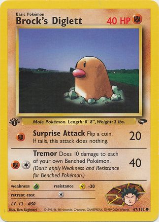 Brock's Diglett - 67/132 - Common 1st Edition