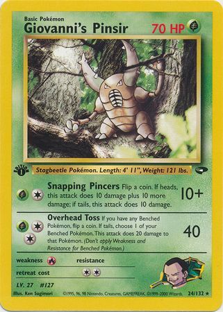 Giovanni s Pinsir 24 132 Rare 1st Edition Gym Challenge 1st Edition Singles Giovanni s Pinsir 24 132 Rare 1st Edition Gym Challenge 1st Edition Singles