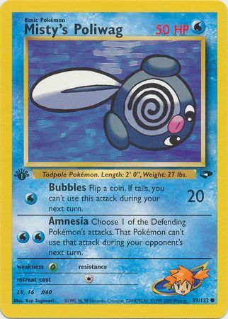Details about   NM Misty’s Poliwag 1st Edition Gym Challenge Pokemon Card 89/132