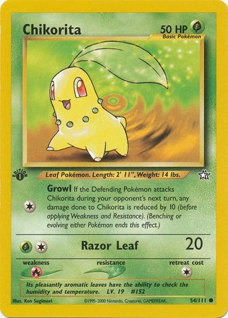 Chikorita 54 111 Common 1st Edition Chikorita 54 111 Common 1st Edition