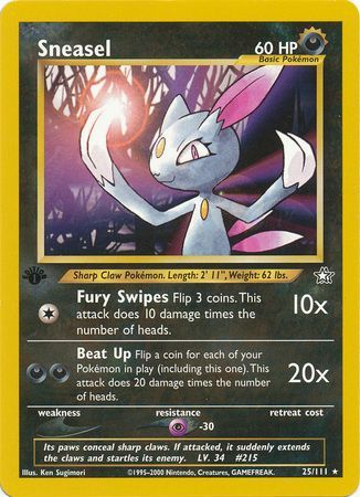 Sneasel 25 111 Rare 1st Edition Neo Genesis 1st Edition Singles Sneasel 25 111 Rare 1st Edition Neo Genesis 1st Edition Singles