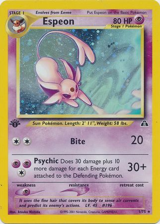 Espeon 1 75 Holo 1st Edition Neo Discovery 1st Edition Singles Espeon 1 75 Holo 1st Edition Neo Discovery 1st Edition Singles