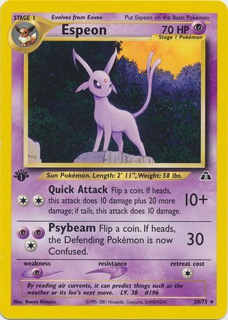 Espeon 20 75 Rare 1st Edition Neo Discovery 1st Edition Singles Espeon 20 75 Rare 1st Edition Neo Discovery 1st Edition Singles