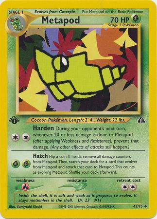 Metapod 42 75 Uncommon 1st Edition 