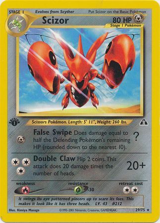 Scizor 29 75 Rare 1st Edition Neo Discovery 1st Edition Singles Scizor 29 75 Rare 1st Edition Neo Discovery 1st Edition Singles