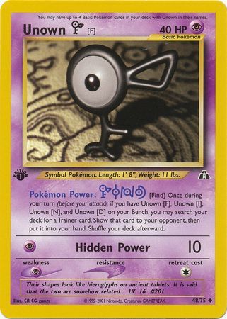 Unown F 48 75 Uncommon 1st Edition Unown F 48 75 Uncommon 1st Edition